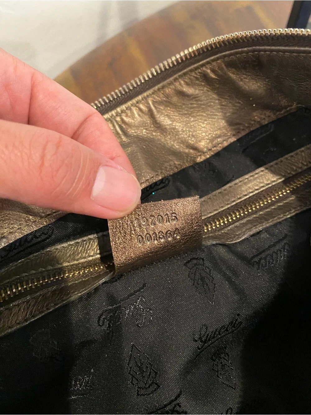 Gucci Hysteria Metallic Bronze Leather Wristlet Clutch